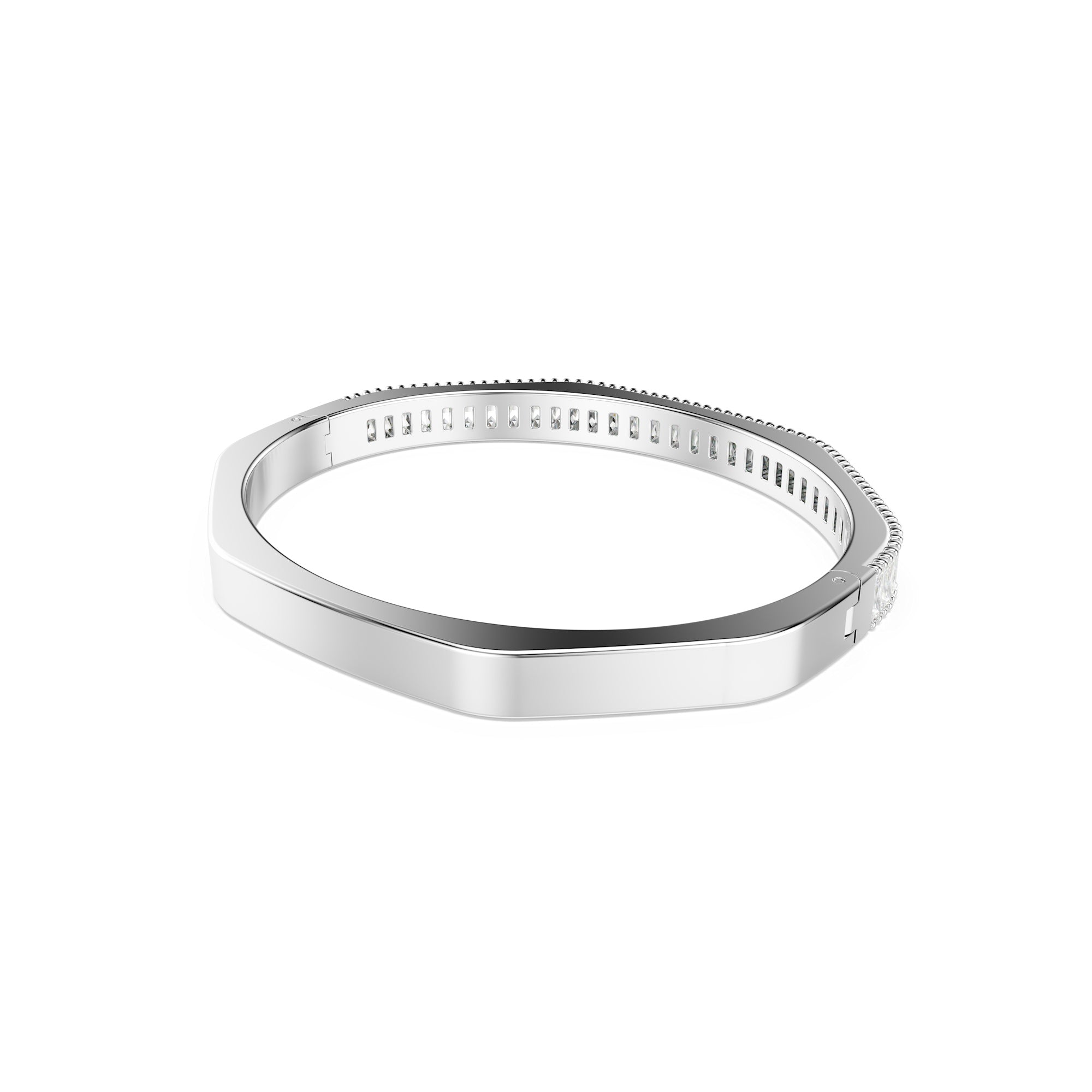 Swarovski Matrix Bangle - Rhodium Plated - M - White Bracelet