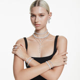 Swarovski Matrix Bangle - Rhodium Plated - M - White Bracelet