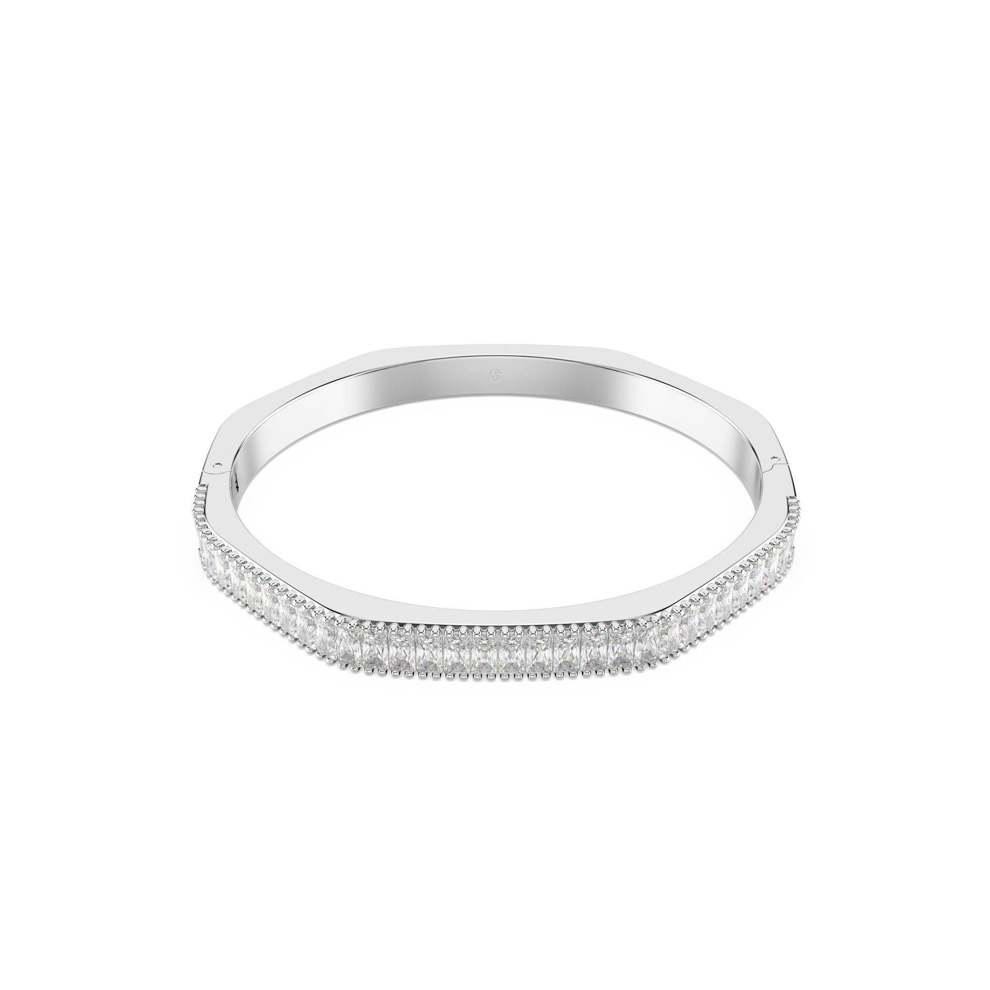 Swarovski Matrix Bangle - Rhodium Plated - M - White Bracelet