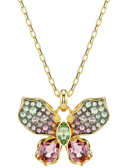 Swarovski Idyllia Bufferlty Pendant, Multi Colour, Gold Tone Plated