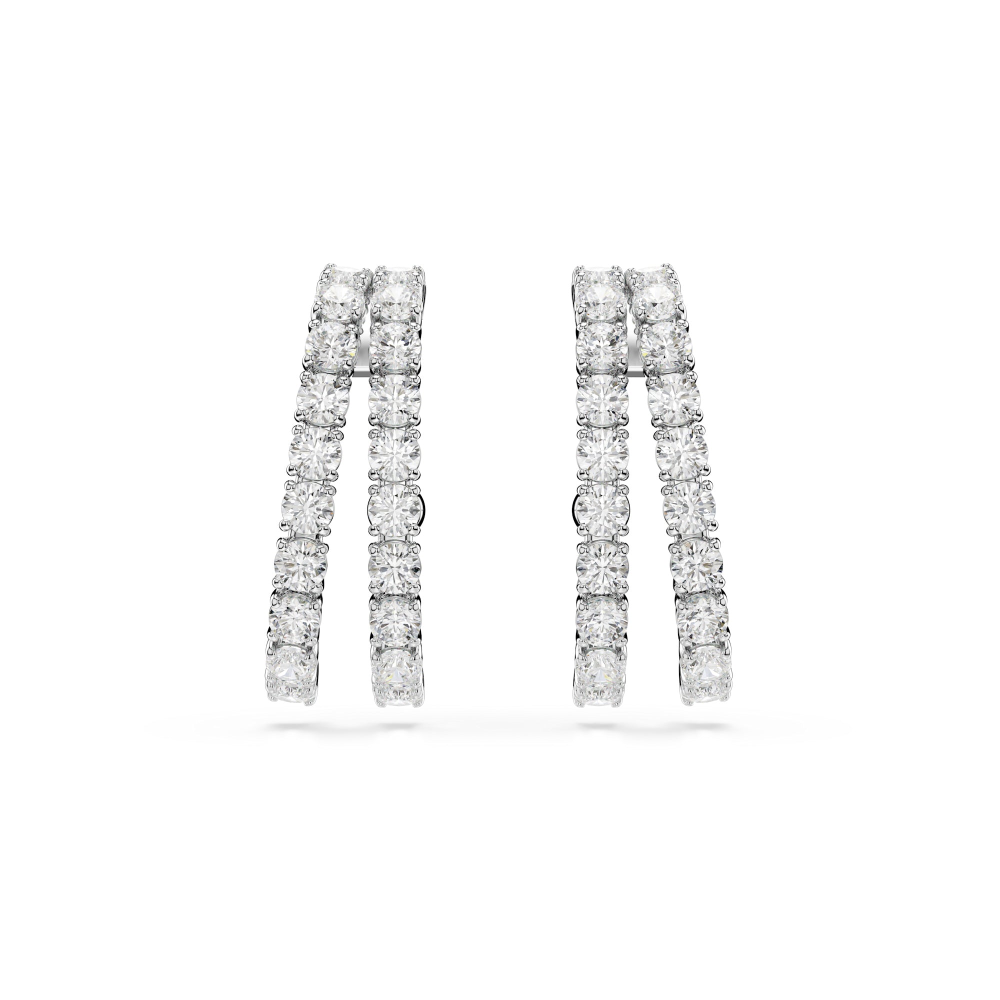 Swarovski Matrix Ear Cuffs Earrings - Rhodium Plated - White