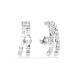 Swarovski Matrix Ear Cuffs Earrings - Rhodium Plated - White