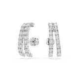 Swarovski Matrix Ear Cuffs Earrings - Rhodium Plated - White