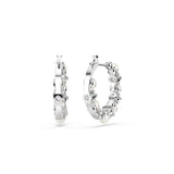 Swarovski Matrix Hoop Earrings - Rhodium Plated 18mm - Crystal Pearl