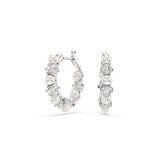 Swarovski Matrix Hoop Earrings - Rhodium Plated 18mm - Crystal Pearl