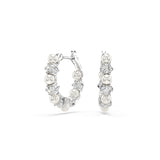 Swarovski Matrix Hoop Earrings - Rhodium Plated 18mm - Crystal Pearl