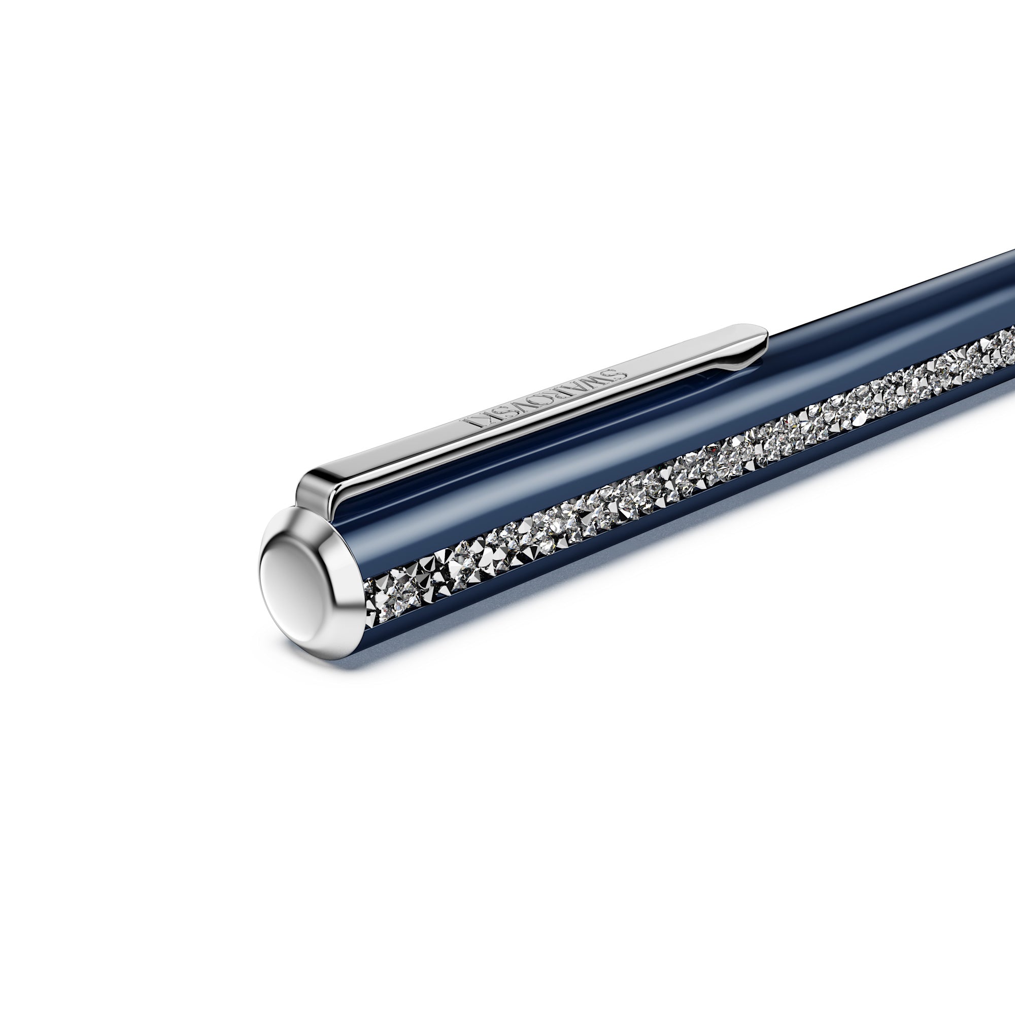 Swarovski Crystal Shimmer Glide Ballpoint Pen - Chrome Plated - Blue