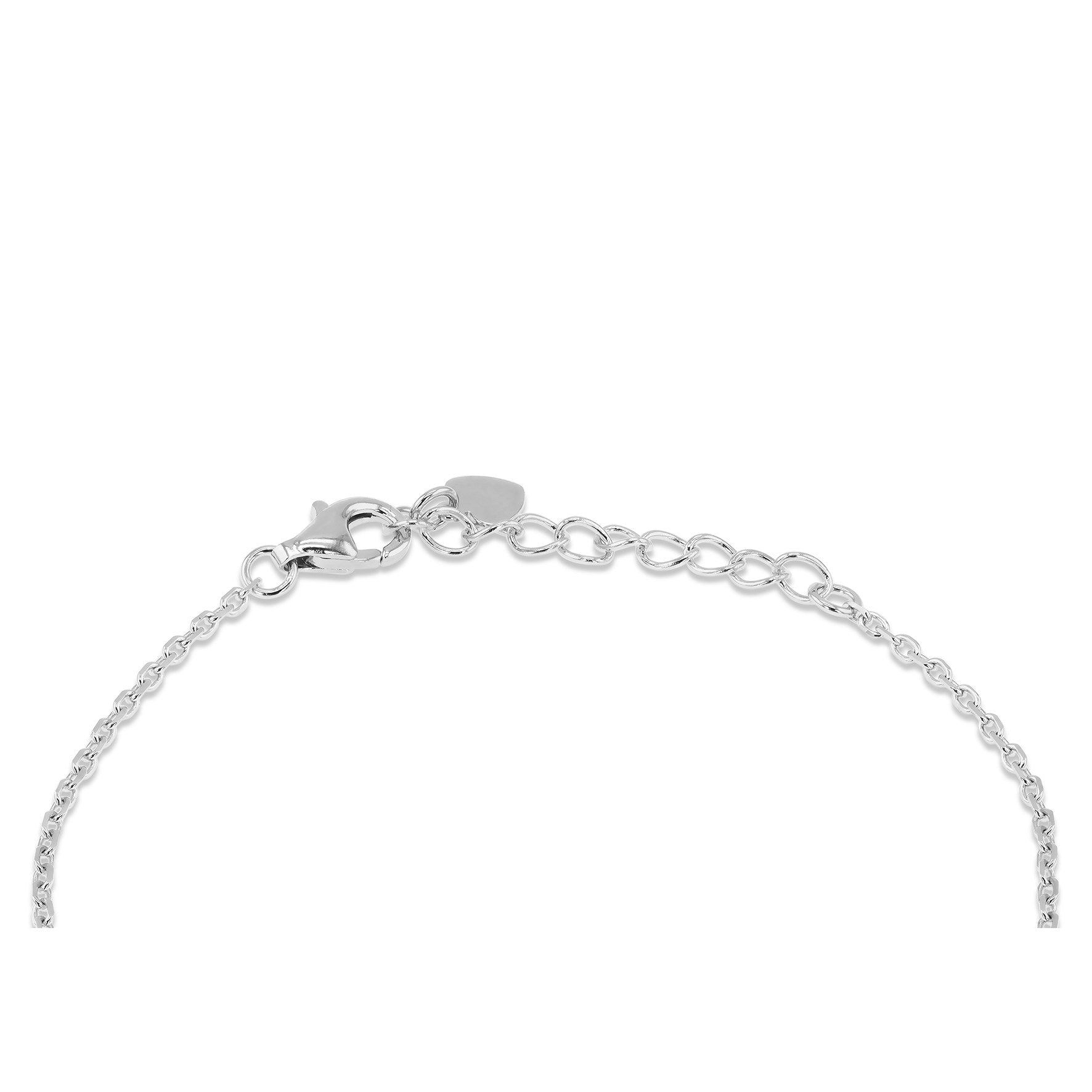 Sterling Silver Black Agate & Cubic Zirconia Clover Bracelet 6.25-7.5'