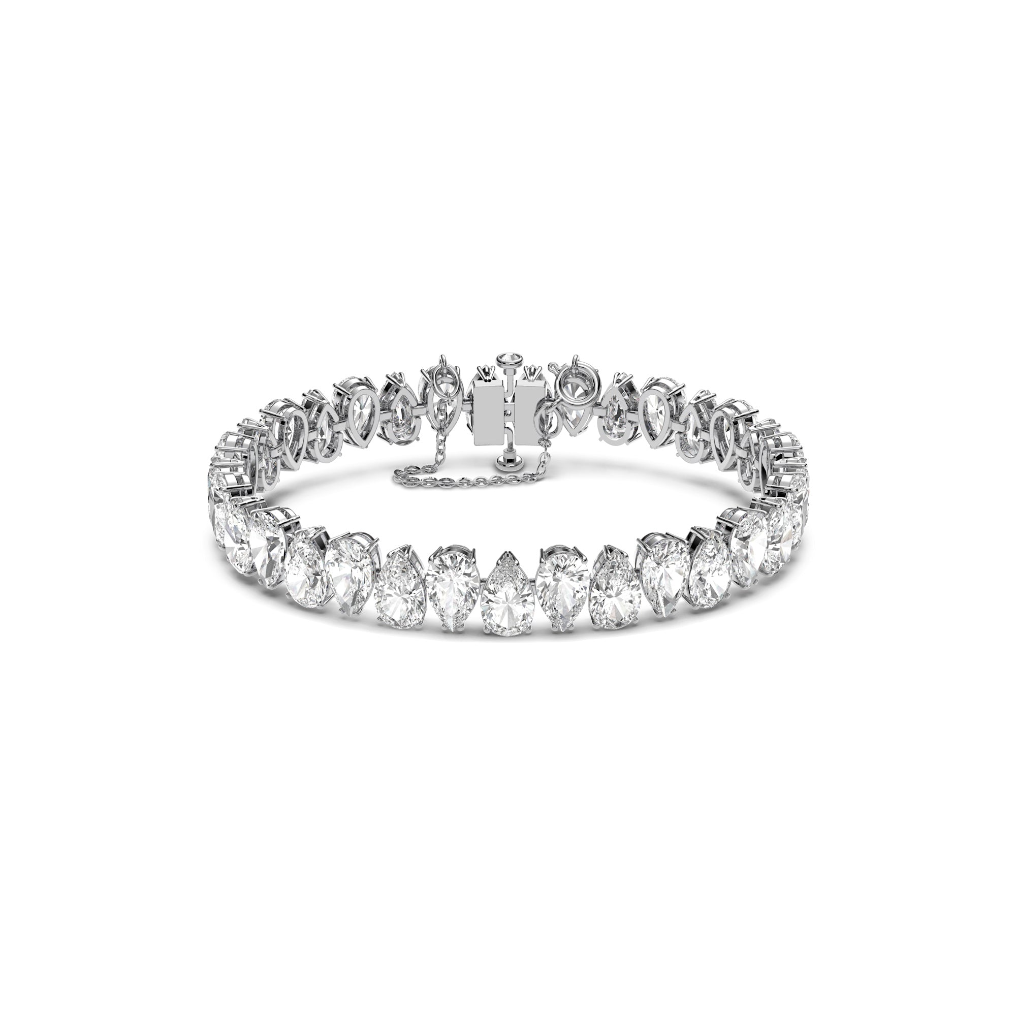 Swarovski Matrix Tennis Bracelet - Rhodium Plated 16.5 - 17.5 cm - White