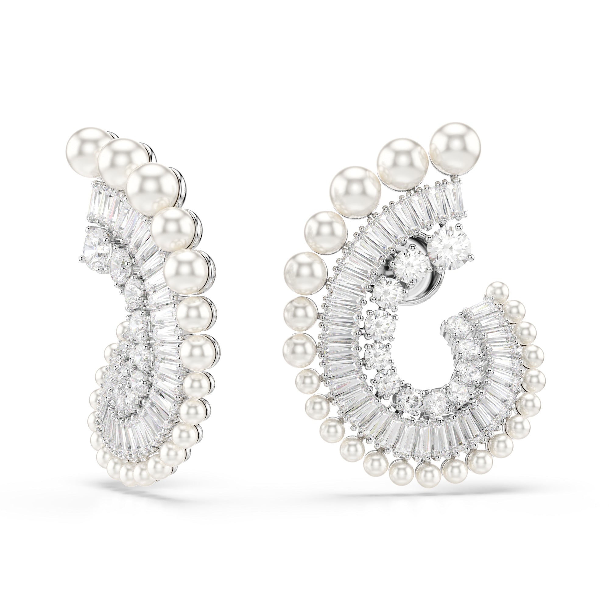 Swarovski Ariana Grande SS25 Capsule Pearl Stud Earrings - Rhodium Plated - White
