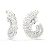 Swarovski Ariana Grande SS25 Capsule Pearl Stud Earrings - Rhodium Plated - White