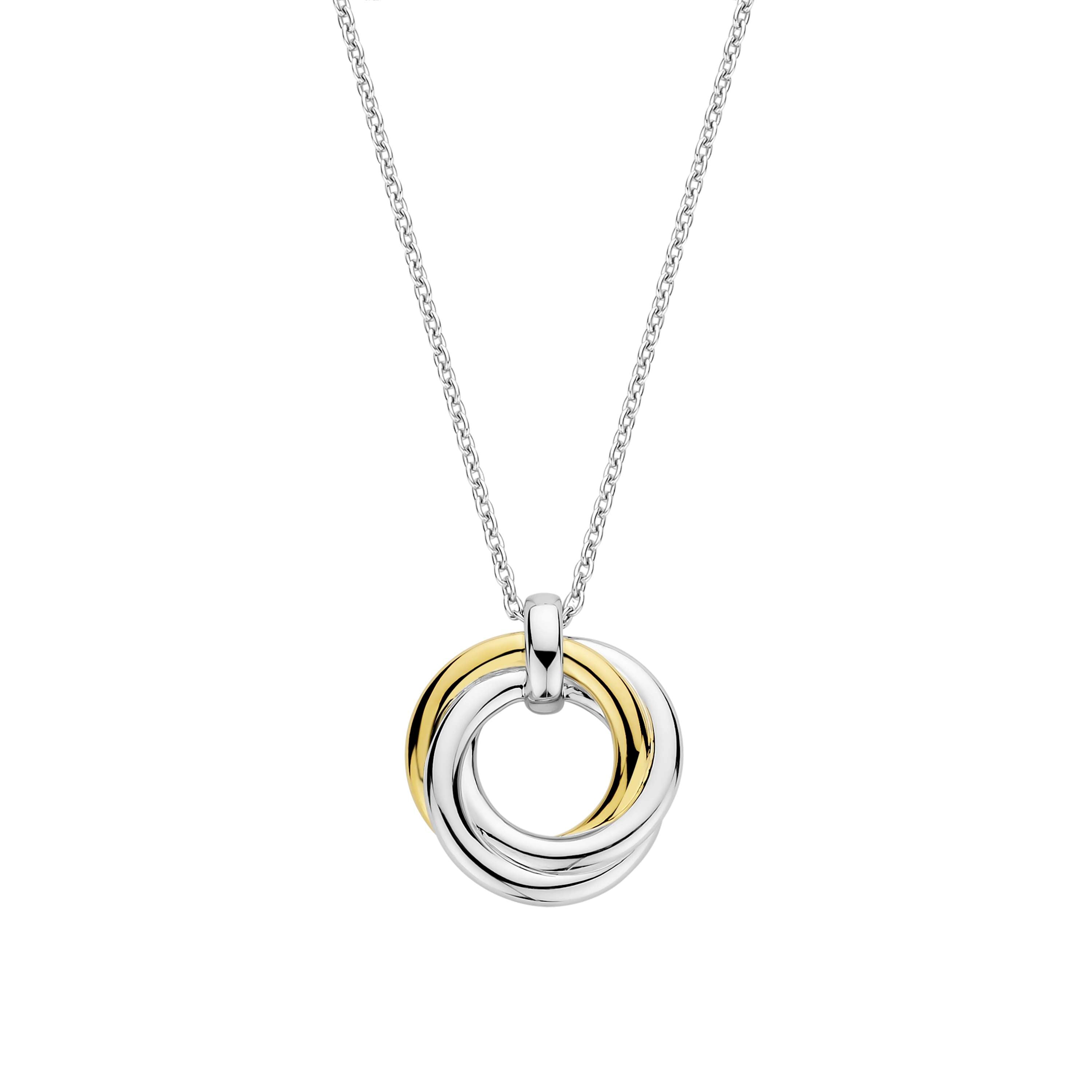 Ti Sento Sterling Silver & Gold Plated Interlocking Circles & Pave Cubic Zirconia Pendant