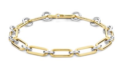 Ti Sento Oval & Round Link Bracelet - Silver & Gold, 19cm