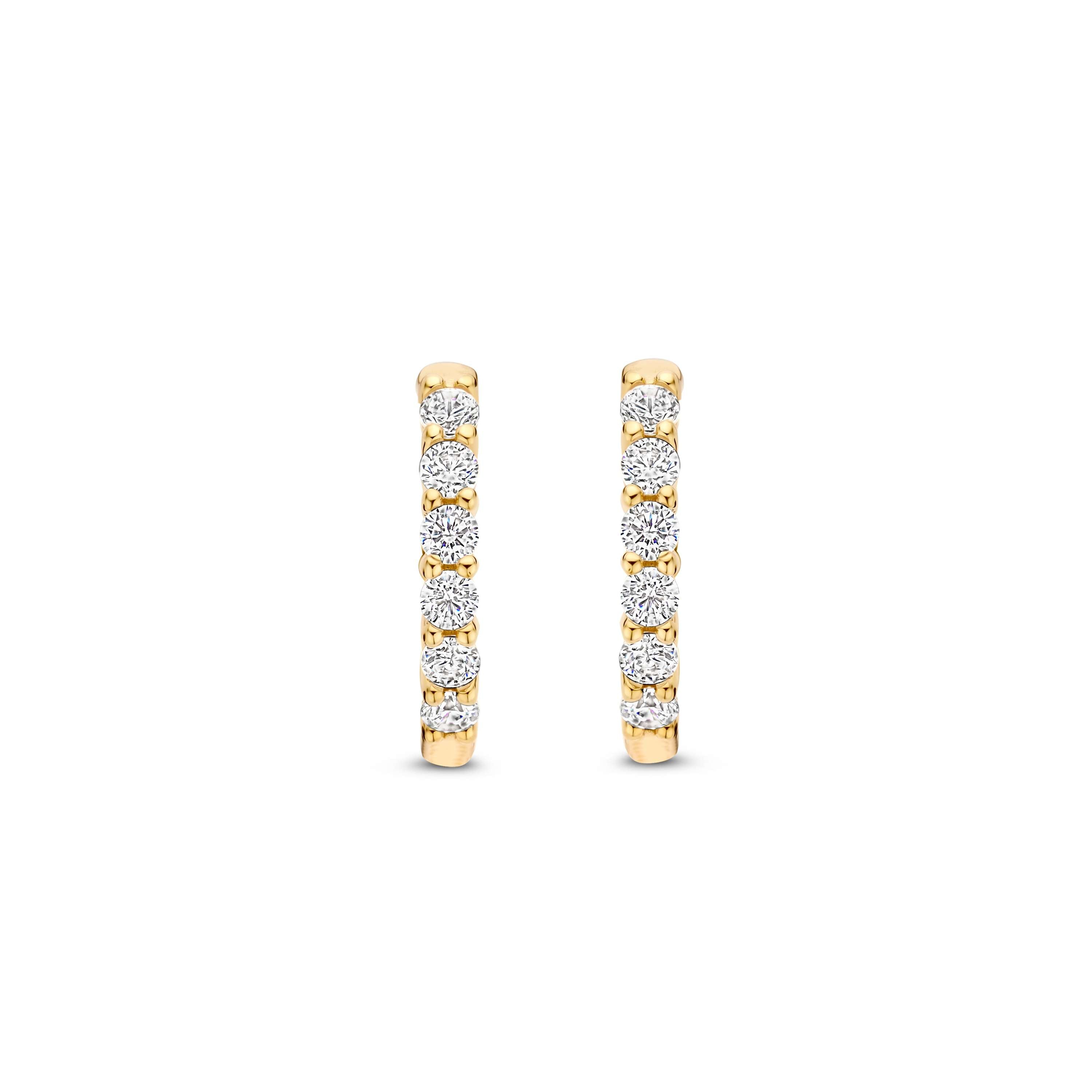 Ti Sento Gold Plated Cubic Zirconia Hoop Earrings 14mm