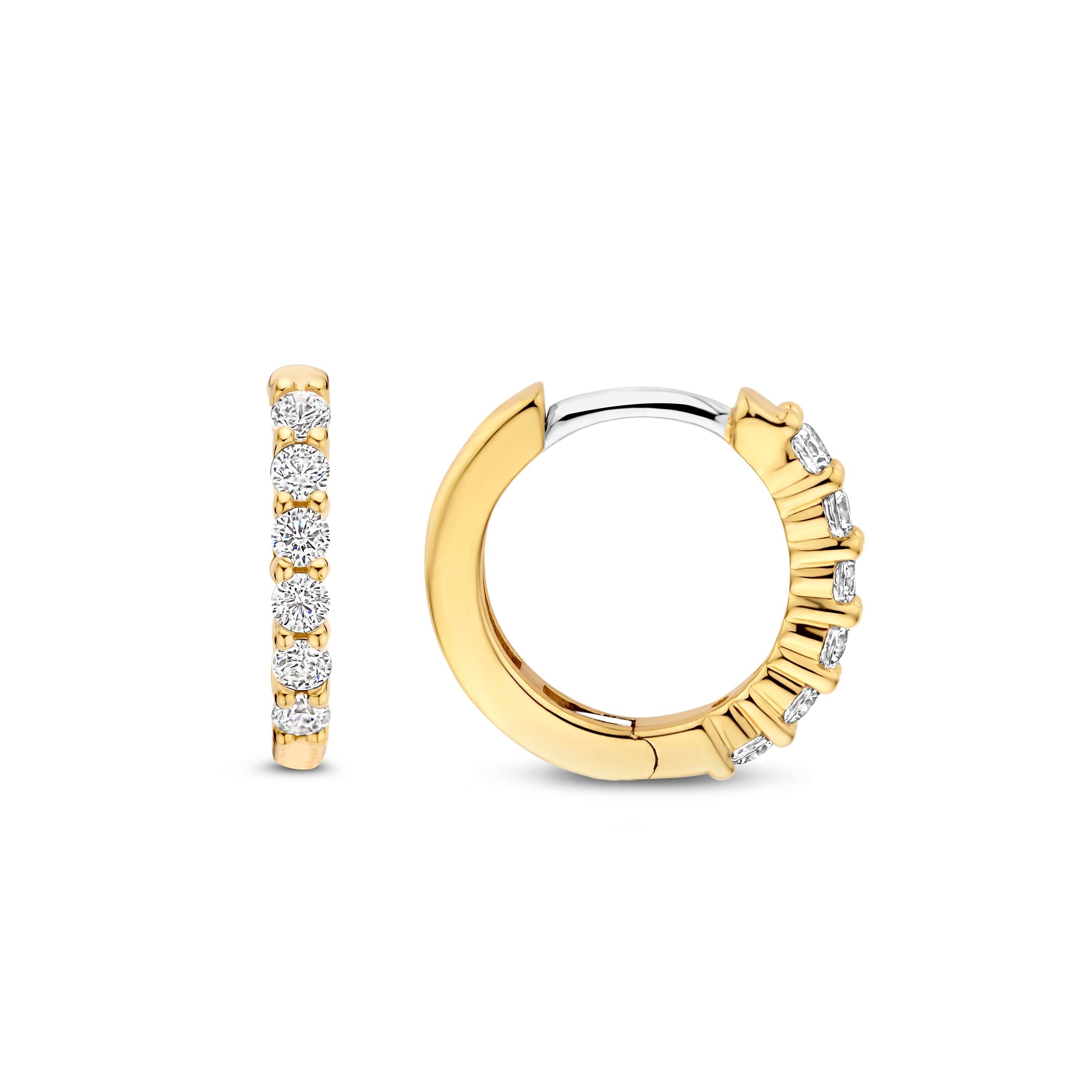 Ti Sento Gold Plated Cubic Zirconia Hoop Earrings 14mm