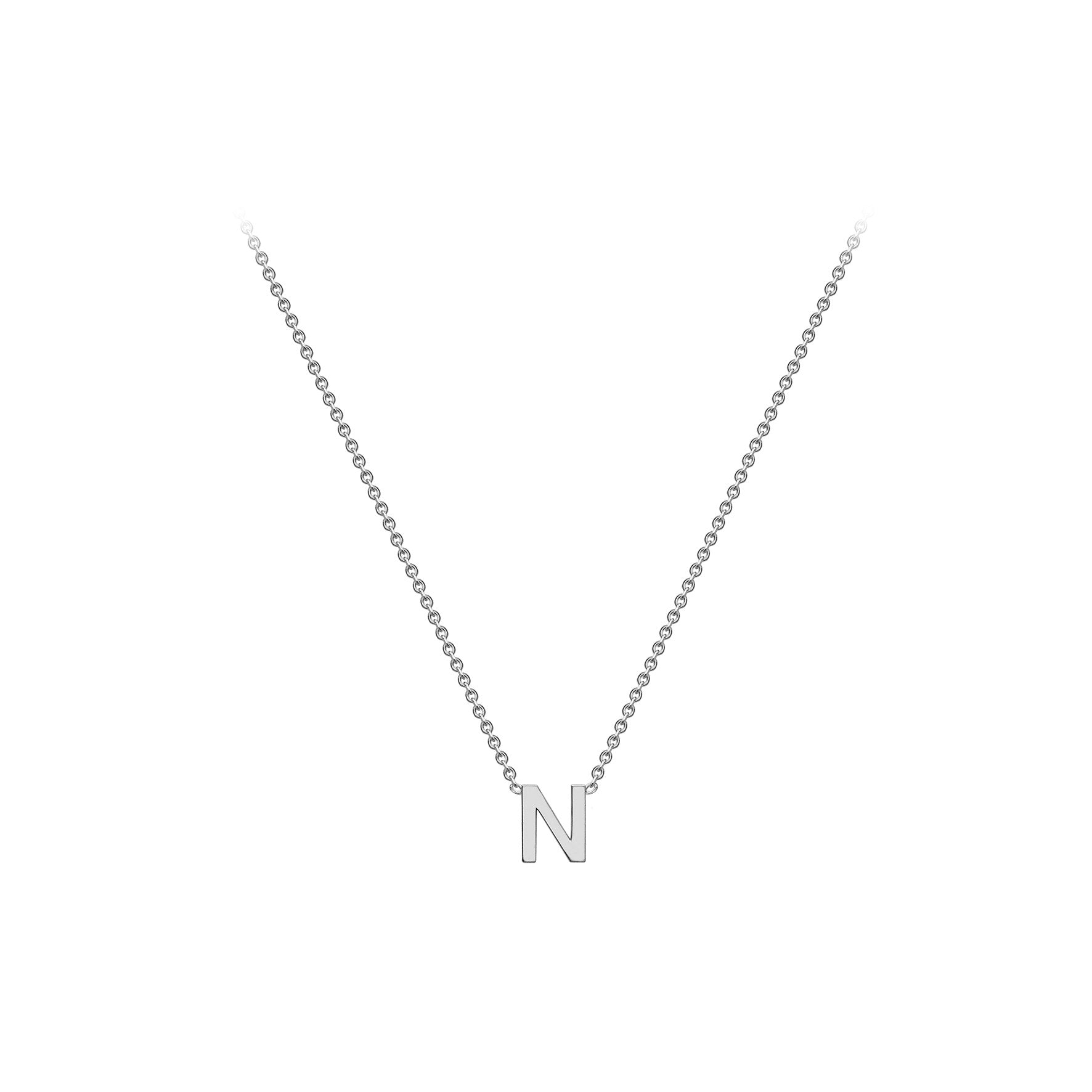 Sterling Silver Mini Initital 'N' Necklace 15'-17'
