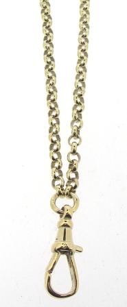 Vintage 9ct Yellow Gold Round Belcher Link Chain With Drop Swivel Clasp 60'