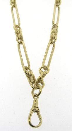 Vintage 9ct Yellow Gold Fancy Link Chain Woth Drop Swivel Clasp 28'