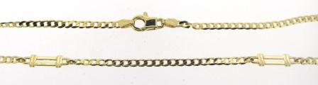 Vintage 9ct Yellow Gold Curb And Bar Link Chain 28'