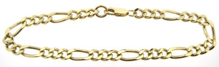 Vintage 9ct Yellow Gold 1x3 Figaro Link Bracelet 8'