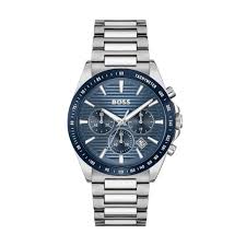 BOSS Mens Pioneer Chronograph Blue 44 mm Watch Bracelet