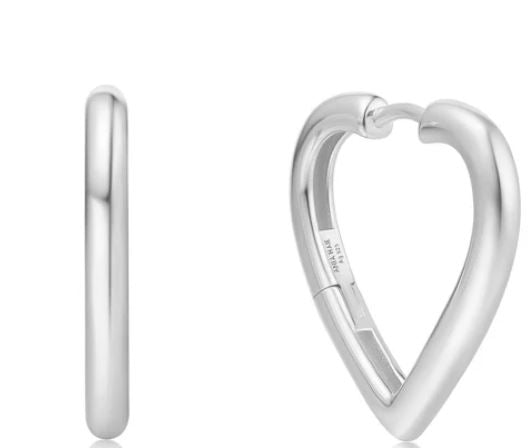 Ania Haie Silver Medium Heart Hoop Earrings 19 x 2.2mm
