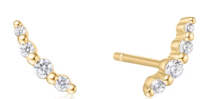 SS/YGP Beaded CZ Stud Ergs 7x2.8mm
