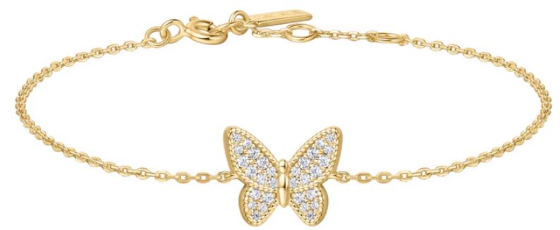 Ania Haie Silver and Yellow Gold Plated Cubic Zirconia Pave Butterfly Bracelet 16.5-18.5cm