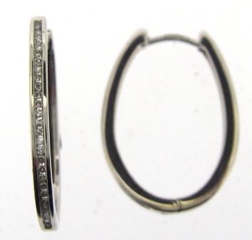 Vintage 9ct White Gold Channel Set Hoop Earrings