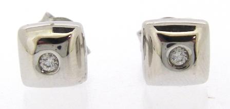 Vintage 14ct White Gold Cubic Zirconia Stud Earrings