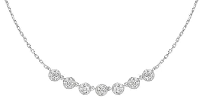 Ania Haie Silver Cubic Zirconia Pave Multi Beaded Chain Necklace 38-45.5cm
