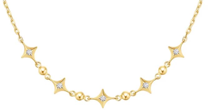 Ania Haie Silver and Yellow Gold Plated Cubic Zirconia Star Station Necklace 38-43cm