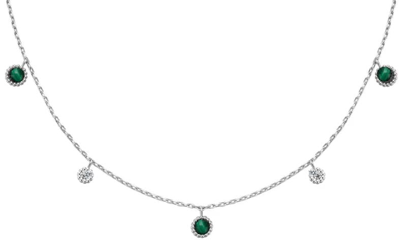 Ania Haie Silver Malachite And Cubic Zirconia Station Necklace 40-47.5cm