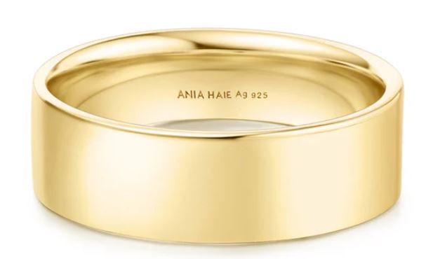 Ania Haie Silver and Yellow Gold Plated 6mm Smooth Band Ring - 56