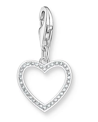 Thomas Sabo Sterling Silver Open Heart Charm with Cubic Zirconia