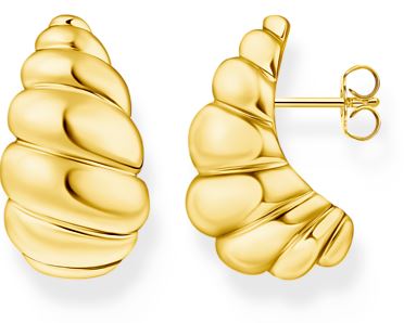 Thomas Sabo Sterling Silver Yellow Gold Plated Organic Shaped Stud Earrings