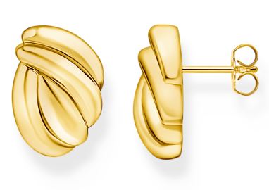 Thomas Sabo Sterling Silver Yellow Gold Plated Organic Shaped Stud Earrings