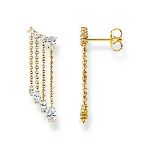 Thomas Sabo Sterling Silver Yellow Gold Plated CZ Waterfall Drop Stud Earrings