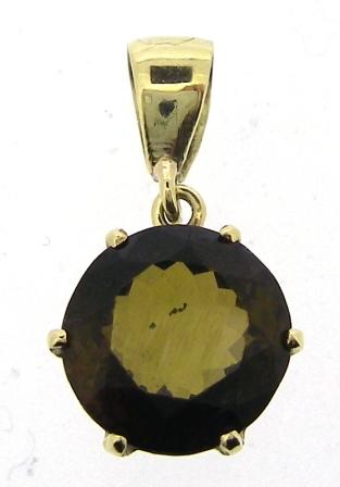 Vintage 14ct Yellow Gold Smoky Quartz Stone Pendant