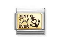 Nomination Composable Classic Best Dad Ever Plate Charm - Stainless Steel & Yellow Gold