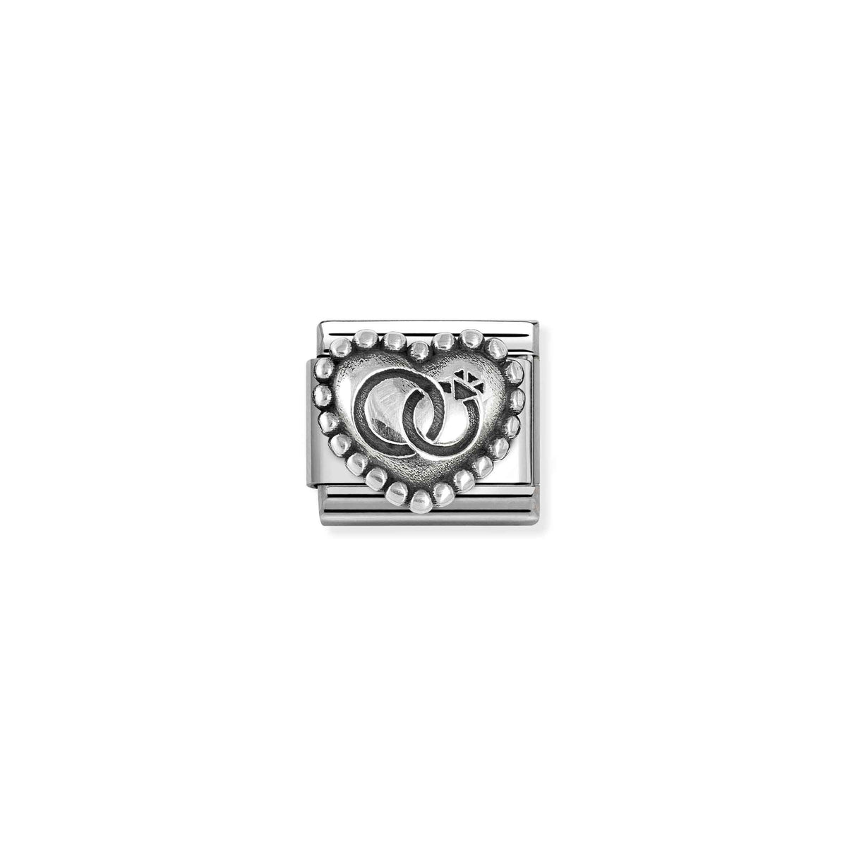 Nomination Composable Classic Wedding Rings Dotted Heart Oxidised Charm - Stainless Steel & Sterling Silver