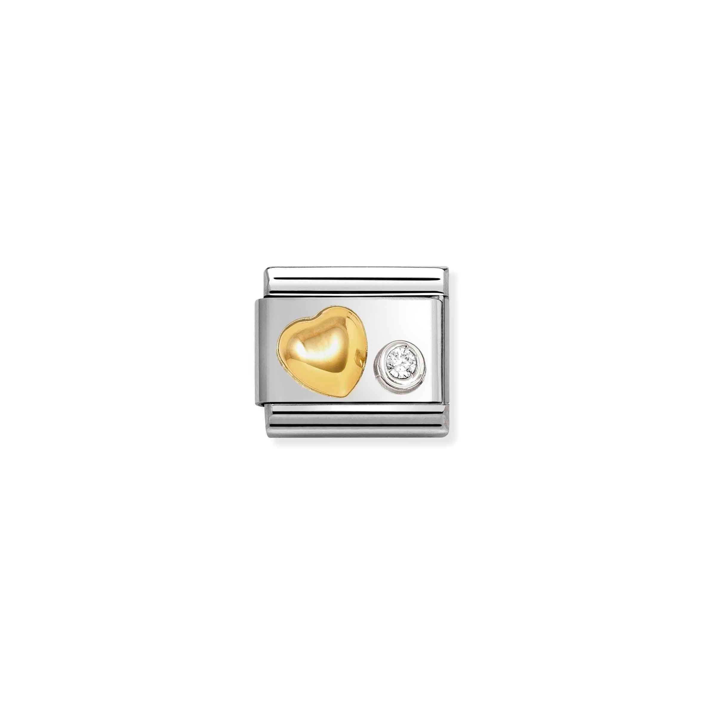 Nomination Composable Classic Yellow Gold & Cubic Zirconia Heart Charm