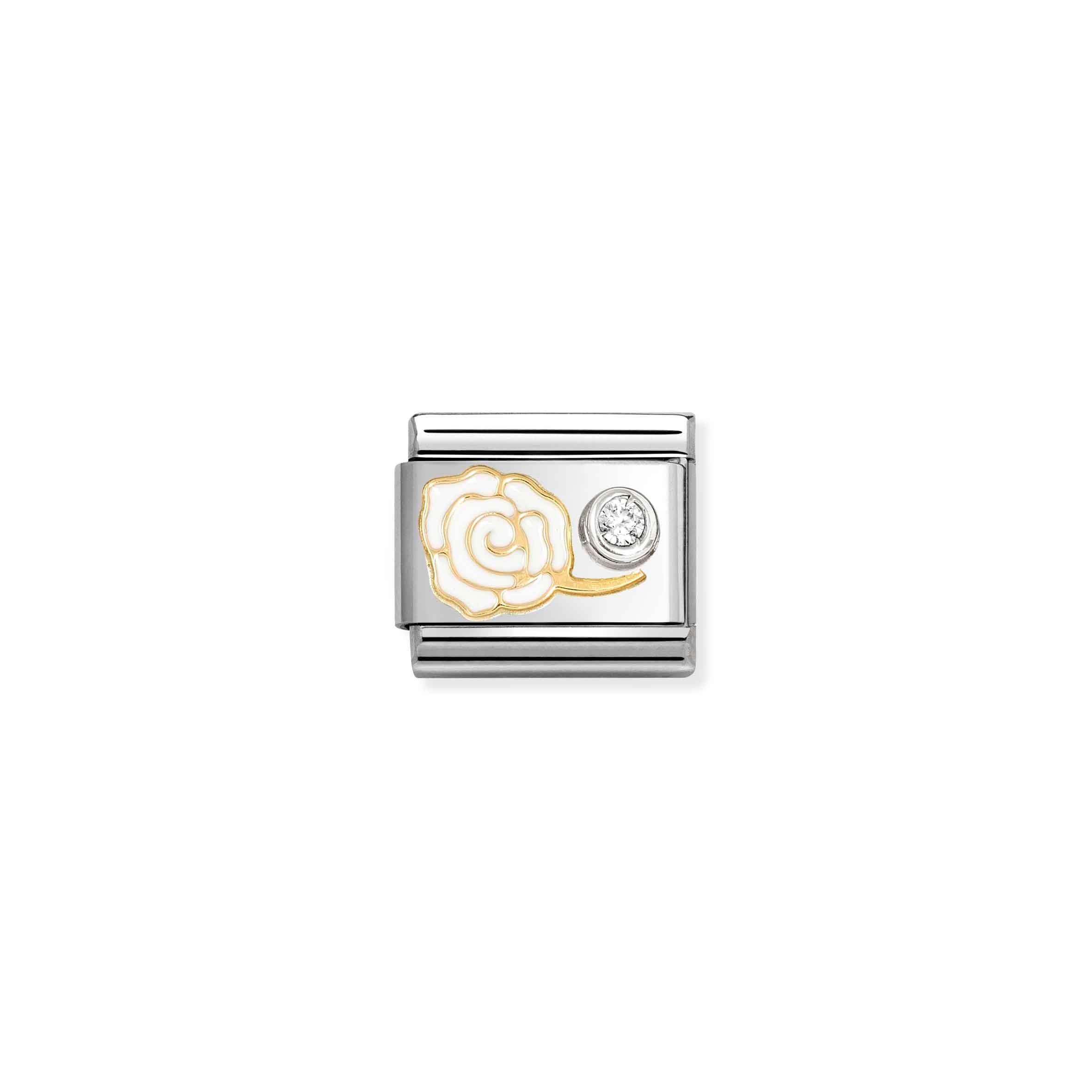 Nomination Composable Classic White Rose Charm with Cubic Zirconia