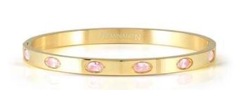 Nomination Pretty Bangles Pink Cubic Zirconia Bangle - Yellow Gold Plated Stainless Steel, Medium