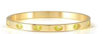 Nomination Pretty Bangles Green Cubic Zirconia Bangle - Yellow Gold Plated Stainless Steel, Medium