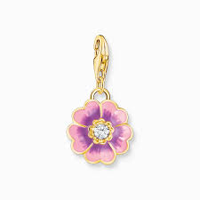 Thomas Sabo Sterling Silver Yellow Gold Plated Violet Flower Charm