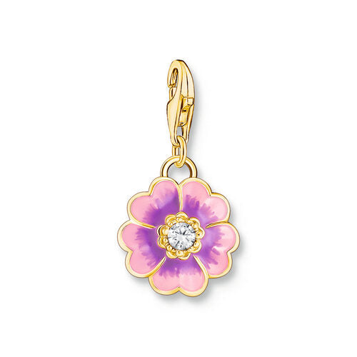 Thomas Sabo Sterling Silver Yellow Gold Plated Violet Flower Charm