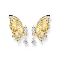Thomas Sabo Sterling Silver Yellow Gold Plated Blooming Skies Butterfly Paradise Stud Earrings with Cubic Zirconia