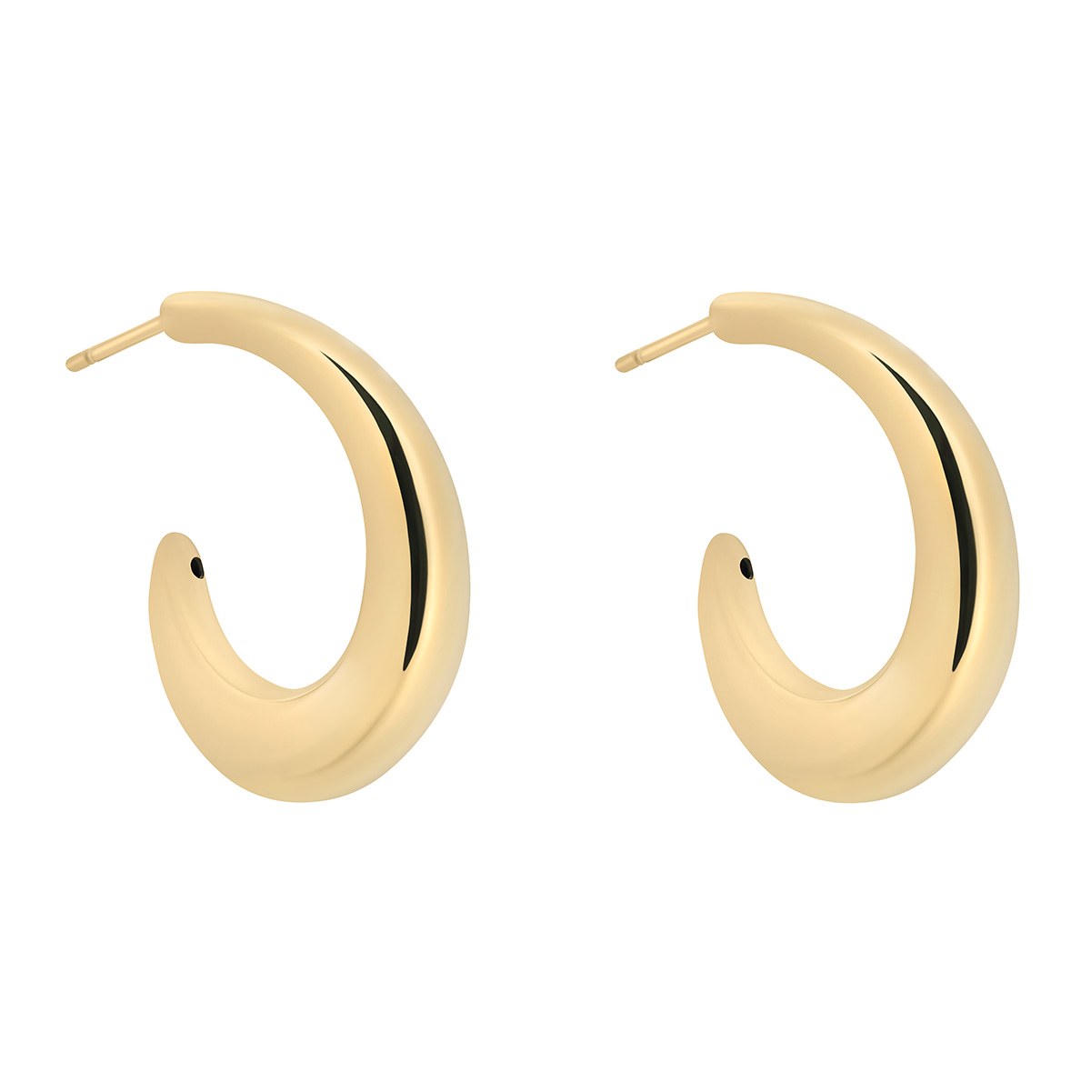Sterling Silver Yellow Gold Plated Open Rounded Hoop Earrings 21x14mm