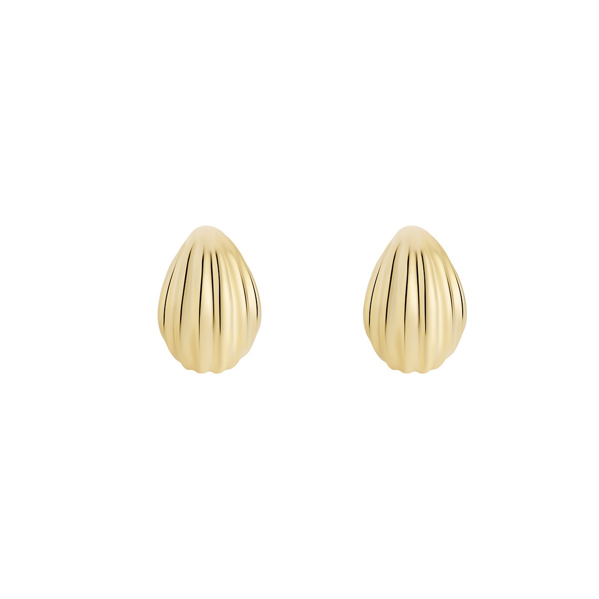 Sterling Silver Yellow Gold Plated Lined Domed Half Hoop Stud Earrings